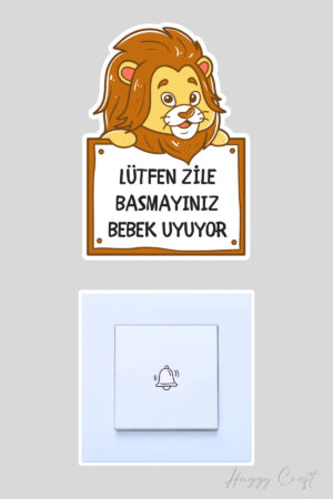 Bebek Uyuyor Aslan v2 Sticker Kapı Zili Etiketi
