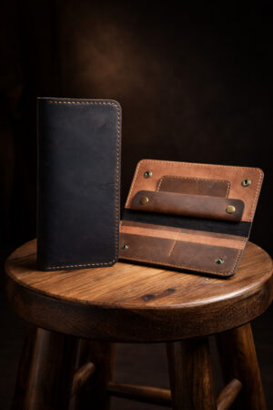 Hakiki Deri Uzun Cüzdan – Vintage Kahverengi El Yapımı Unisex Deri Cüzdan