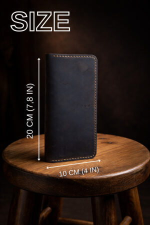 Hakiki Deri Uzun Cüzdan – Vintage Kahverengi El Yapımı Unisex Deri Cüzdan