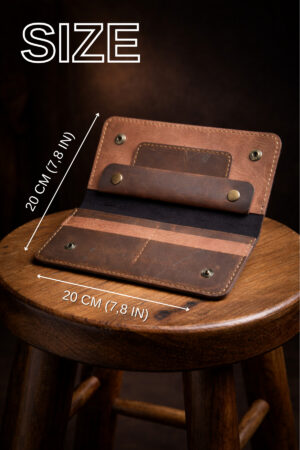 Hakiki Deri Uzun Cüzdan – Vintage Kahverengi El Yapımı Unisex Deri Cüzdan